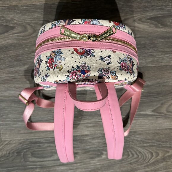 NWOT Loungefly Disney Princess Floral Tattoo Mini Backpack Roses Pink Limited - Picture 10 of 16